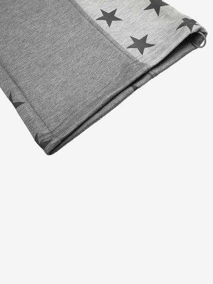 Star Patchwork Graphic Drawstring Sweatpants; Gray / S, Gray / M, Gray / L, Gray / XL
