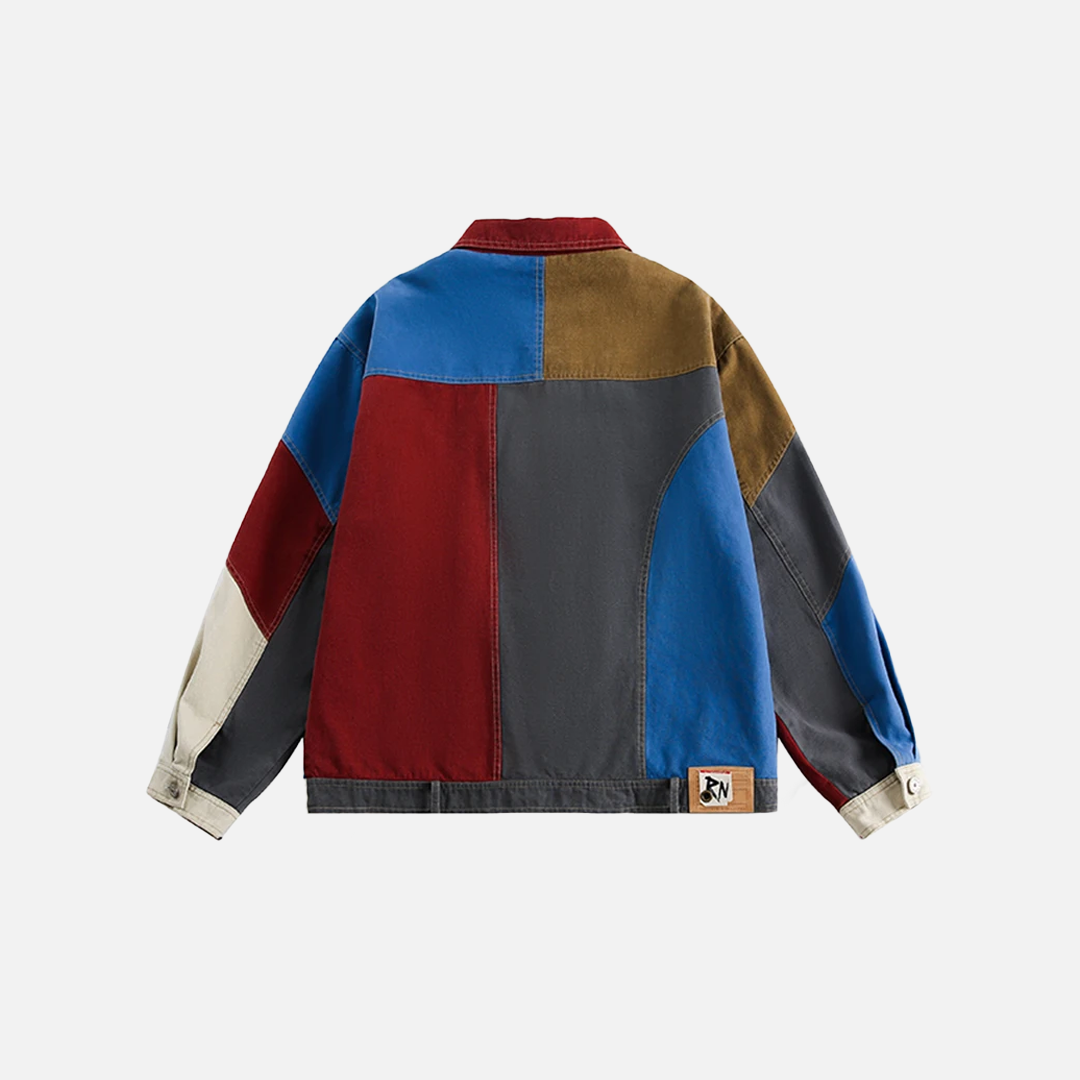 Patchwork Denim Jacket Baseball Bomber Coat