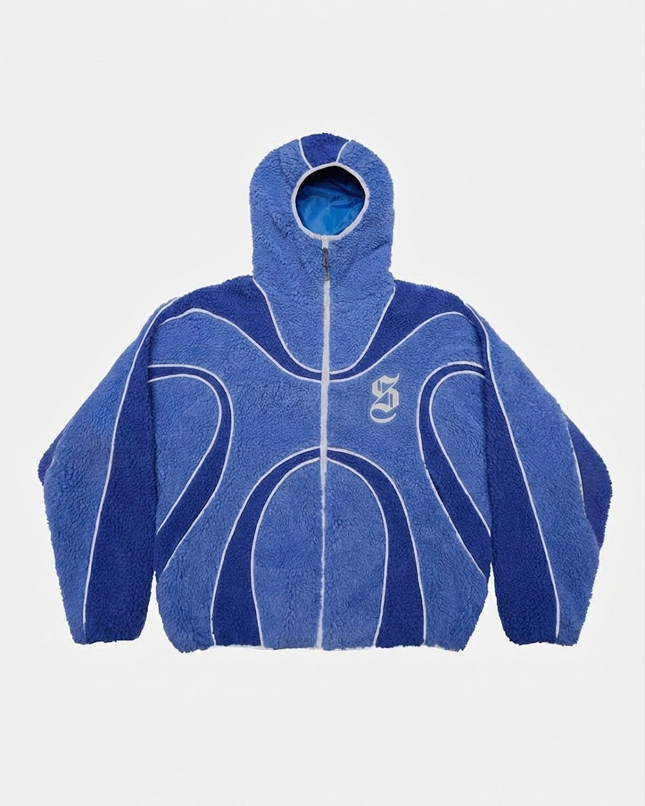 Contrast Patchwork Fleece Coat