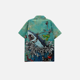 Shark Graphic Hawaiian Beach Aloha Shirt