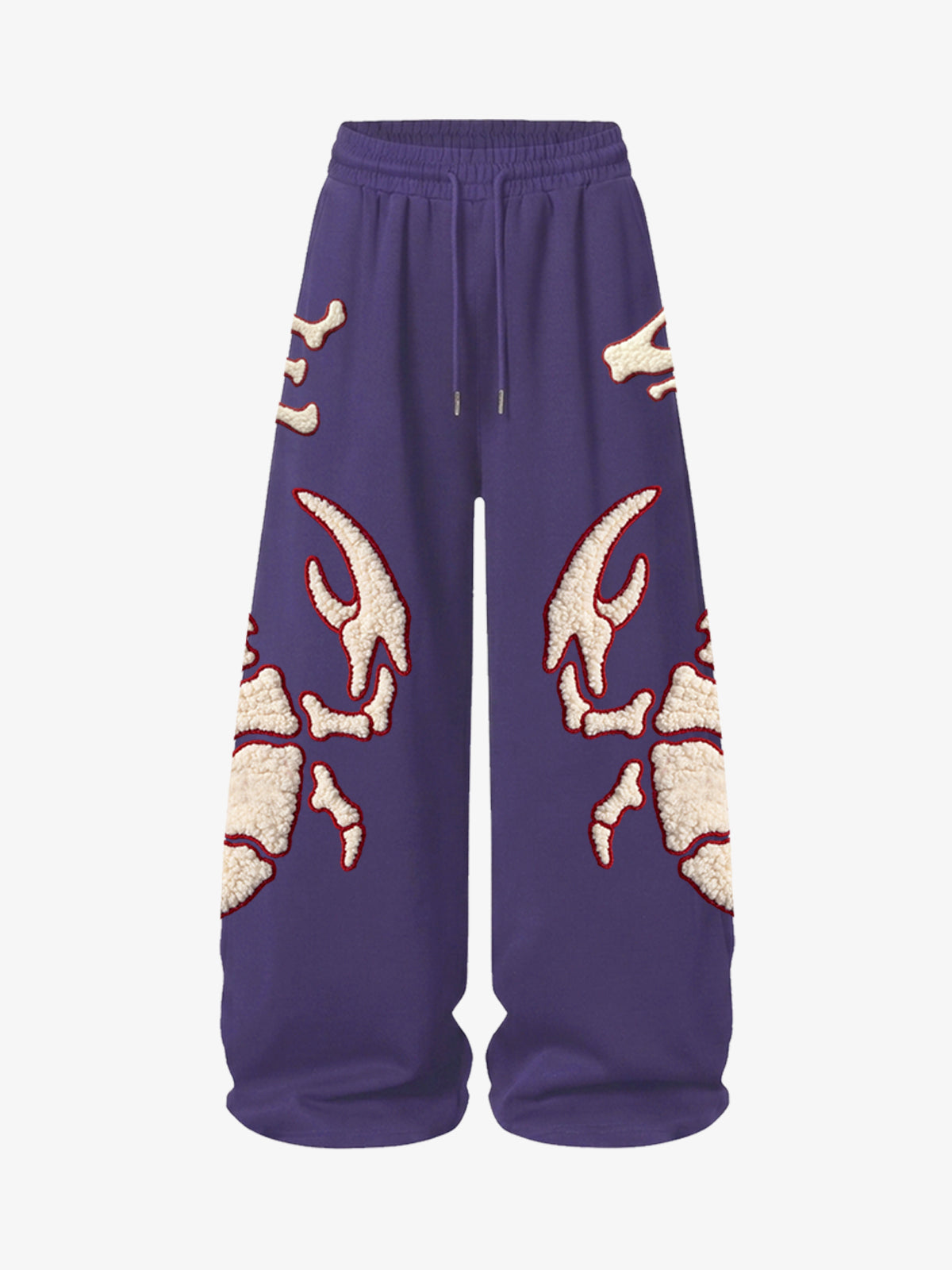 Scorpion Skeleton Terry Embroidered Wide-Leg Sweatpants; Purple / S, Purple / M, Purple / L, Purple / XL, Purple / 2XL