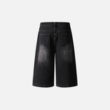 Flattering Black Distressed Ripped Denim Short