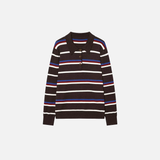 Academy Style Retro Striped Knit Polo Sweater