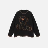 European Trend Bear Jacquard Crewneck Sweater