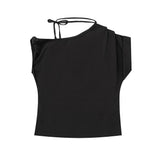 Vintage Graphic Tie-Neck Crop Top