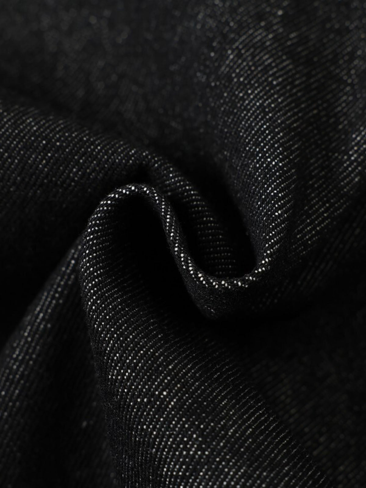 Stand Collar Clasp Detail Denim Jacket; Black / S
