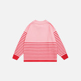 Back view of the pink Star Stripes Sweater in a gray background