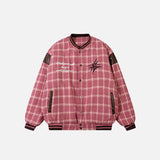 Plaid Star Print Varsity Jacket