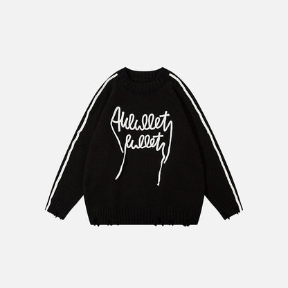 Letter Ripped Sweater