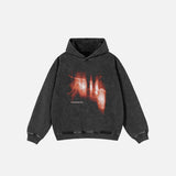 Front view of the black Y2K Blaze Streak Hoodie  in a gray background