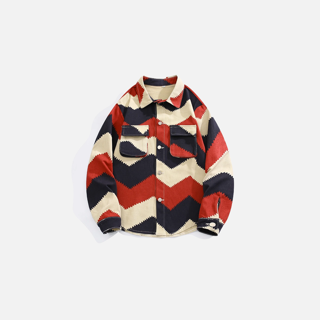 Contrasting Color Lapel Denim Jacket