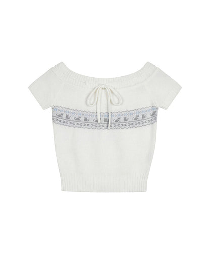 Off-Shoulder Knit Bow Top