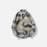 Front view of the gray Patterned Button-Up Shirt in a gray background