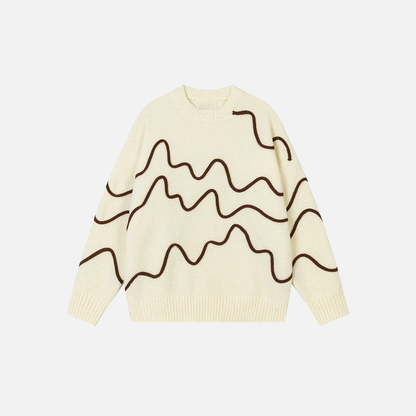 Oversized Wave Pattern Knit Jumper Sweater