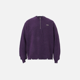Retro Grunge Distressed Knit Half Zipper Sweater