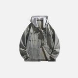 Solid Color Turn-Down Hooded Denim Jacket