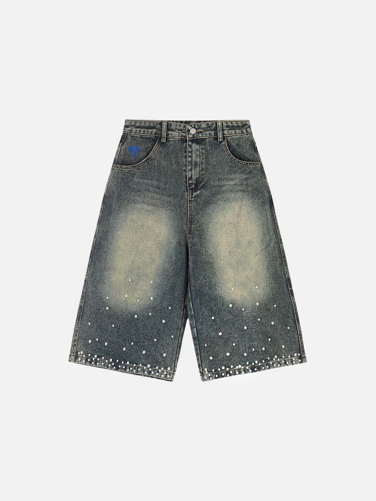 Pearl Embellished Baggy Longline Jorts