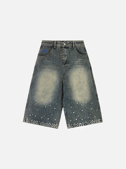 Pearl Embellished Baggy Longline Jorts