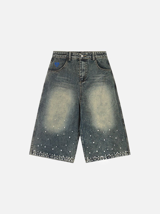 Pearl Embellished Baggy Longline Jorts