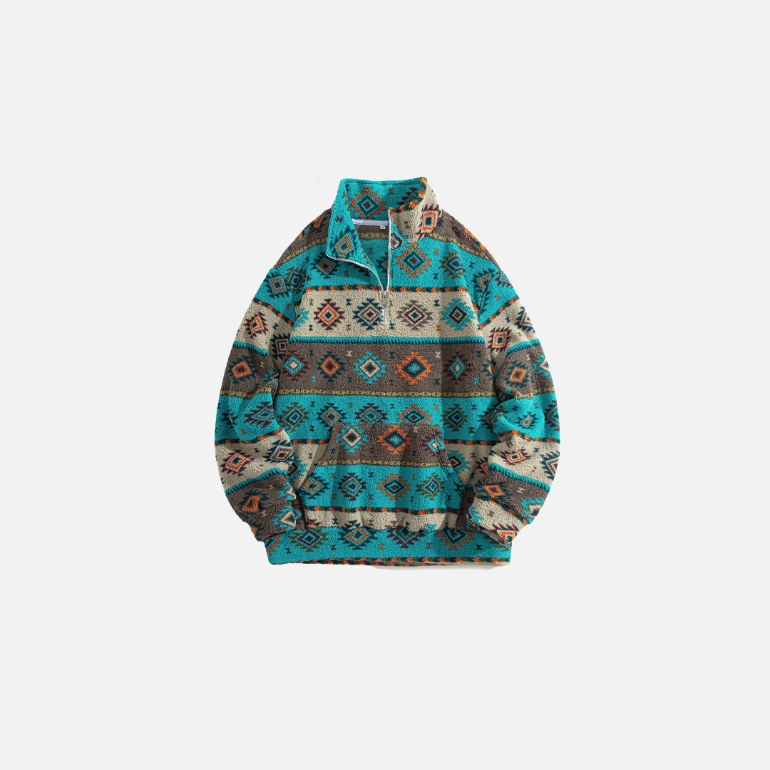 Cozy Warm Printed Half Zip Sweatshirt