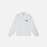 Front view of the white Loose Retro Sports Jacket in a gray background 