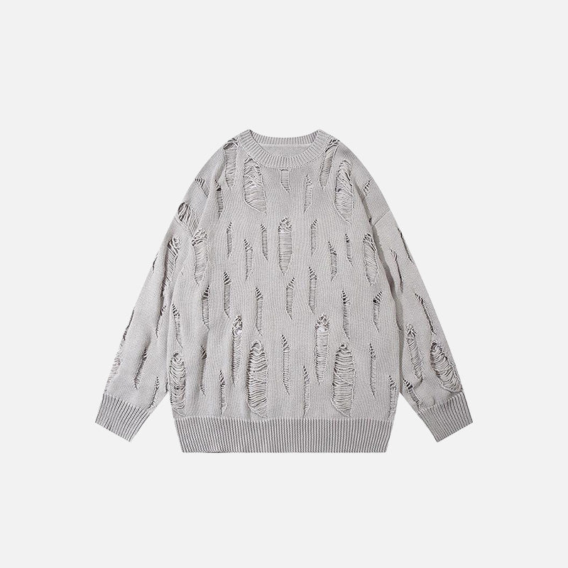 Y2k Ripped Loose Solid Color Sweater