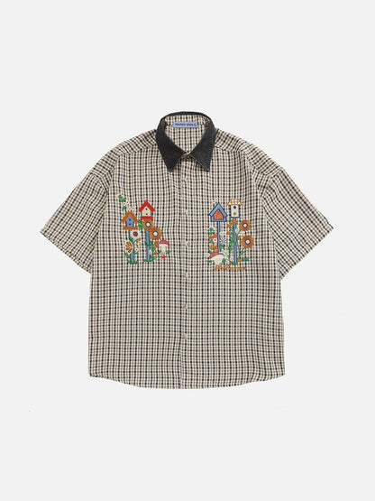Plaid Embroidery Shirt