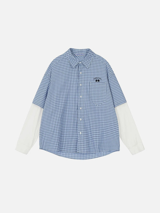 Plaid Layered Long Sleeve Shirt