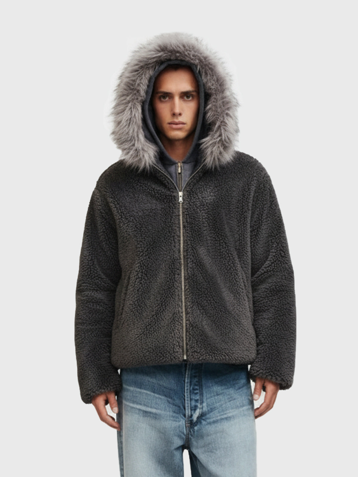 Thesupermade Fur Hooded Quilted Sherpa Jacket - 2304; Coffee / S, Coffee / M, Coffee / L, Coffee / XL, Coffee / 2XL