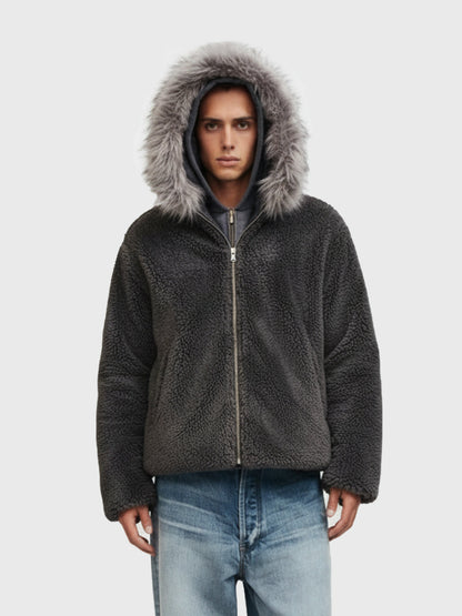 Thesupermade Fur Hooded Quilted Sherpa Jacket - 2304; Coffee / S, Coffee / M, Coffee / L, Coffee / XL, Coffee / 2XL