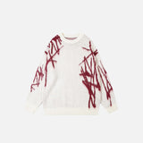Front view of the white Loose Gothic Warm Sweater in a gray background