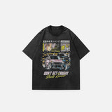 Front view of the black Ineer Wild Graphic T-shirt in a gray background