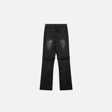 Back view of the black Punk High-waist Gothic Jeans in a gray background 