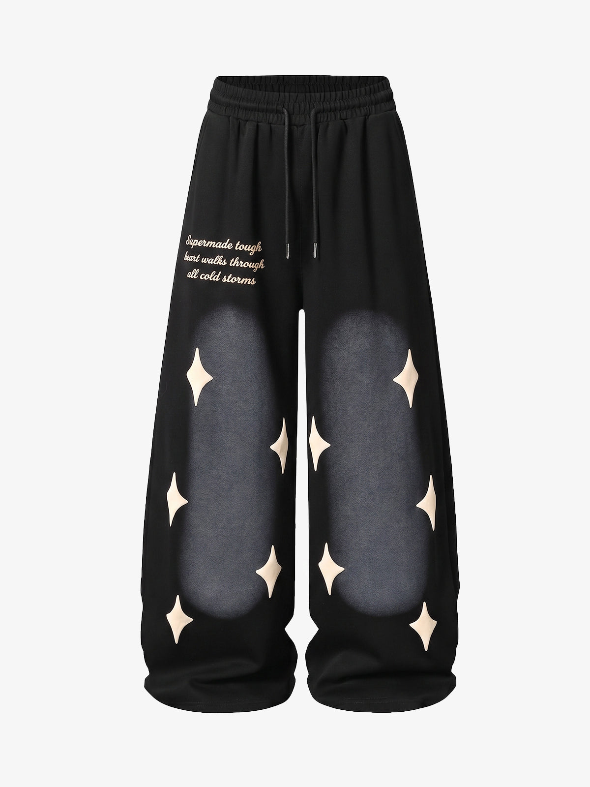 Spray Paint Star Print Distressed Sweatpants; Black / M, Black / L, Black / XL, Black / 2XL