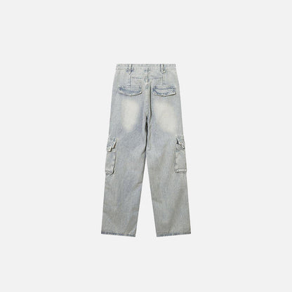Wide-leg Multi Pockets Denim Jeans