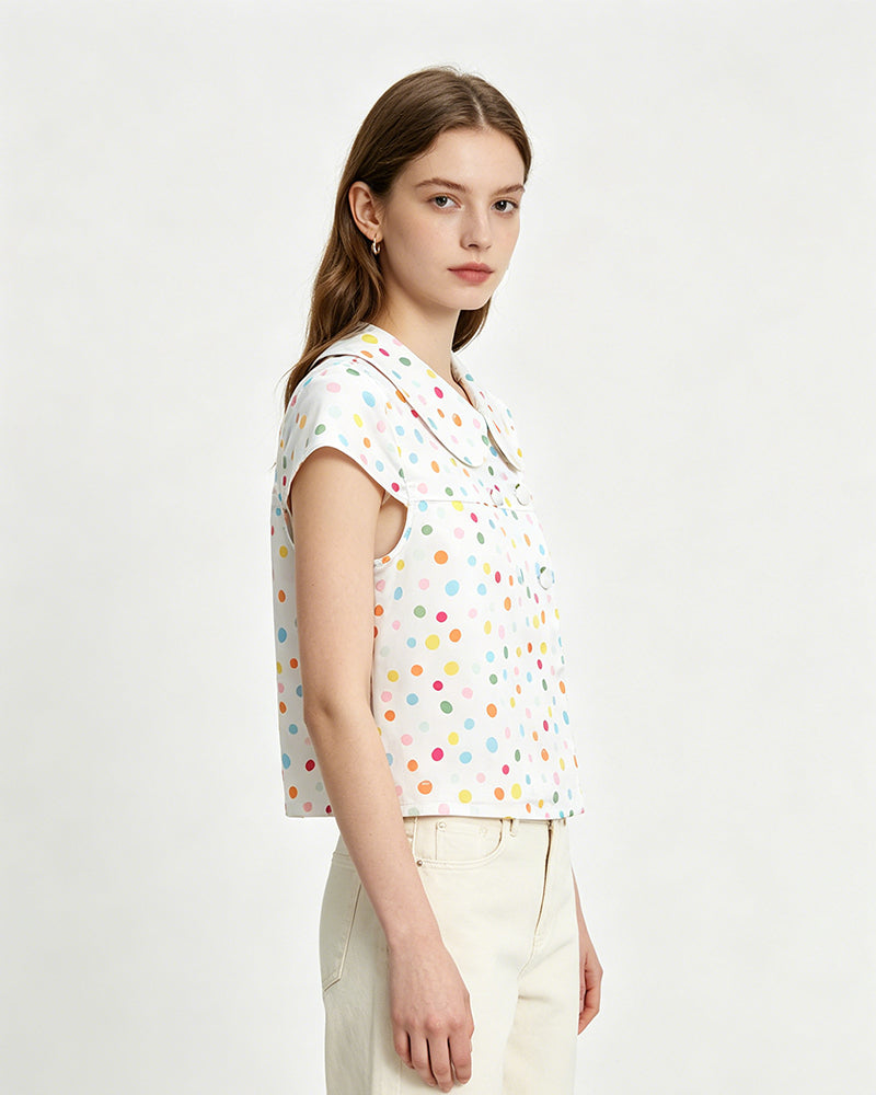 Polka Dot Peter Pan Collar Blouse