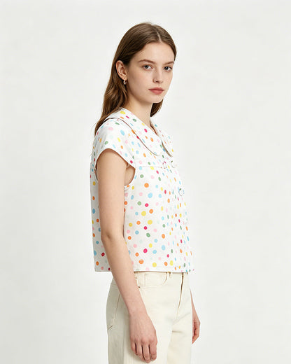 Polka Dot Peter Pan Collar Blouse
