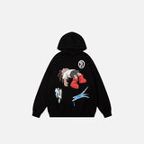 Loose Punk Boy Graphic Print Hoodie