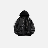 Cool Faux Hoodied Leather Jacket