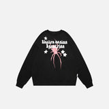 Star & Pink Spider Graphic Print Sweatshirt