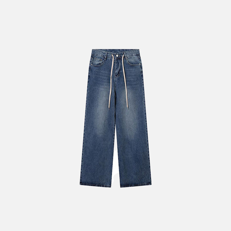 Drawstring Baggy Blue Denim Jeans