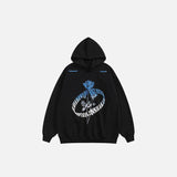 Retro Rose Graphic Letter Print Hoodie