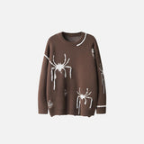 Spider Embroidery Ripped Loose Sweater
