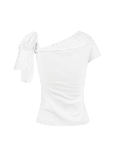 One-Shoulder Tie Sleeve Top