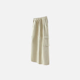Front view of the grey apricot Women's Retro Loose Slit Pockets Skirt in a gray background 
