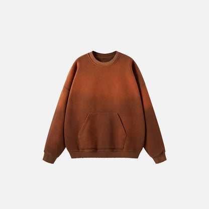 Front view of the coffee Classic Washed Oversized Sweatshirt in a gray background