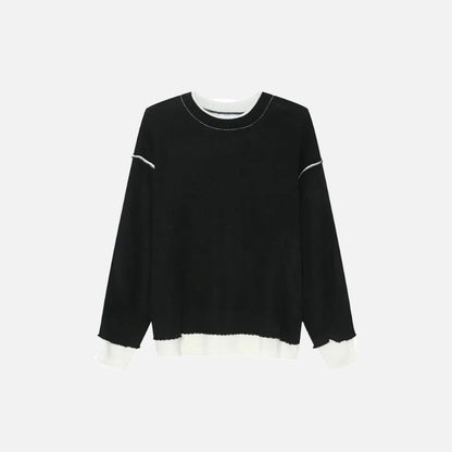 Front view of the black Long-Sleeve Crew Neck Sweatshirt in a gray background