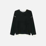 Front view of the black Long-Sleeve Crew Neck Sweatshirt in a gray background