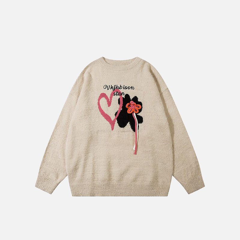 Heart Shaped Flower Sweater