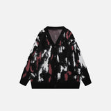 Front view of the black Vintage Loose Gradient Dyed Sweater in a gray background 
